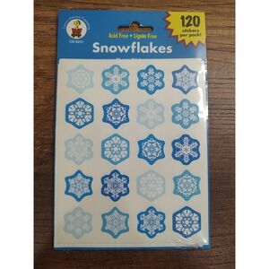 NOS Vtg Carson-Dellosa Stickers Snowflakes Winter 120ct Sealed S216